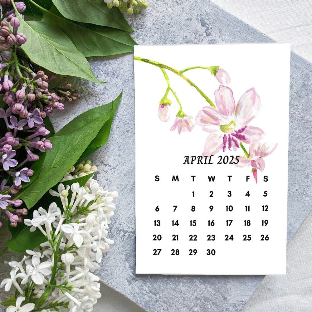 NEW 2025 Floral Watercolors Desk Calendar Cards - 5x7 Calendar Card Refills